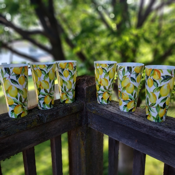Set of 6 Tuscan Lemon Kitchen Drinkware Tumblers Perfect for Indoor/Outdoor Use! - Picture 1 of 8